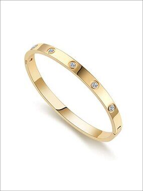 18K Gold-Plated Bangle Bracelet for Women Minimalist Love Gift